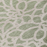 5' X 8' Lime Green And Beige Botanical Leaves Washable Indoor Outdoor Area Rug