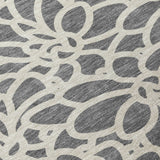5' X 8' Gray And Ivory Botanical Leaves Washable Indoor Outdoor Area Rug