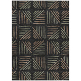 3' X 5' Black And Copper Geometric Washable Indoor Outdoor Area Rug