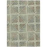 3' X 5' Lime Green Brown And Gray Geometric Washable Indoor Outdoor Area Rug