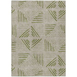 5' X 8' Flax And Sage Geometric Washable Indoor Outdoor Area Rug