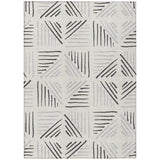 3' X 5' Ivory And Gray Geometric Washable Indoor Outdoor Area Rug