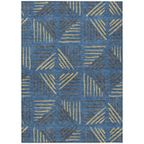 3' X 5' Navy Blue And Gold Geometric Washable Indoor Outdoor Area Rug