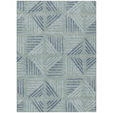 3' X 5' Aqua And Blue Geometric Washable Indoor Outdoor Area Rug