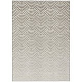 3' X 5' Ivory Beige And Brown Geometric Washable Indoor Outdoor Area Rug