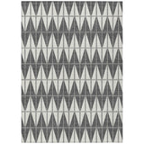 5' X 8' Ivory Gray And Black Geometric Washable Indoor Outdoor Area Rug