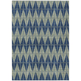 3' X 5' Navy Blue And Beige Geometric Washable Indoor Outdoor Area Rug