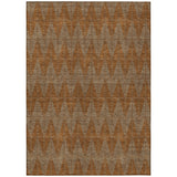 3' X 5' Rust And Beige Geometric Washable Indoor Outdoor Area Rug