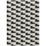 3' X 5' Black And Ivory Geometric Washable Indoor Outdoor Area Rug