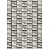 3' X 5' Ivory And Charcoal Geometric Washable Indoor Outdoor Area Rug