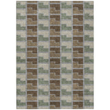 3' X 5' Chocolate Gray And Beige Geometric Washable Indoor Outdoor Area Rug