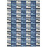 3' X 5' Navy Blue Gray And Charcoal Geometric Washable Indoor Outdoor Area Rug