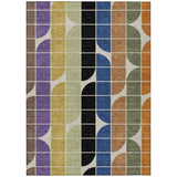 3' X 5' Blue Black Purple And Orange Geometric Washable Indoor Outdoor Area Rug