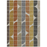 3' X 5' Coffee Gold Gray And Beige Geometric Washable Indoor Outdoor Area Rug