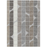 3' X 5' Silver Brown And Gray Geometric Washable Indoor Outdoor Area Rug
