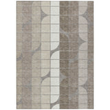 3' X 5' Taupe Brown And Ivory Geometric Washable Indoor Outdoor Area Rug