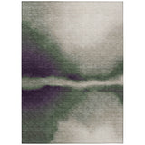 3' X 5' Fern Green Purple And Beige Abstract Washable Indoor Outdoor Area Rug