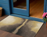 3' X 5' Amber Black And Brown Abstract Washable Indoor Outdoor Area Rug