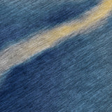 3' X 5' Navy Blue Gold And Beige Abstract Washable Indoor Outdoor Area Rug
