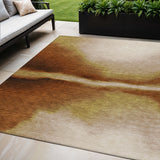 5' X 8' Rust Copper And Beige Abstract Washable Indoor Outdoor Area Rug