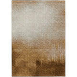 3' X 5' Copper Ivory And Chocolate Abstract Washable Indoor Outdoor Area Rug