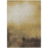 3' X 5' Amber Brown And Ivory Abstract Washable Indoor Outdoor Area Rug