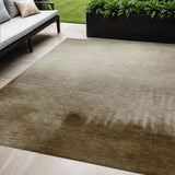 5' X 8' Khaki Brown And Beige Abstract Washable Indoor Outdoor Area Rug