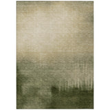 5' X 8' Olive Green Beige And Wheat Abstract Washable Indoor Outdoor Area Rug