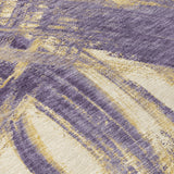 3' X 5' Plum Gold And Beige Abstract Washable Indoor Outdoor Area Rug