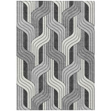 3' X 5' Ivory Gray And Black Striped Washable Indoor Outdoor Area Rug