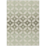 3' X 5' Beige Ivory And Sage Geometric Washable Indoor Outdoor Area Rug