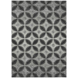 3' X 5' Black And Ivory Geometric Washable Indoor Outdoor Area Rug
