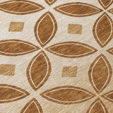 5' X 8' Rust And Beige Geometric Washable Indoor Outdoor Area Rug