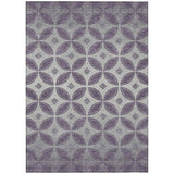 3' X 5' Plum And Ivory Geometric Washable Indoor Outdoor Area Rug