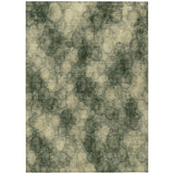 3' X 5' Artichoke Green And Wheat Abstract Washable Indoor Outdoor Area Rug