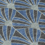 3' X 5' Navy Blue And Charcoal Seashell Washable Indoor Outdoor Area Rug