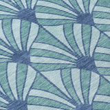 3' X 5' Teal Blue And Navy Blue Seashell Washable Indoor Outdoor Area Rug