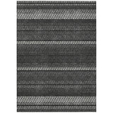 5' X 8' Black Gray And Silver Striped Washable Indoor Outdoor Area Rug
