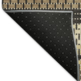 3' X 5' Gold Beige And Copper Striped Washable Indoor Outdoor Area Rug
