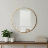 31" Gold Metal Round Framed Accent Mirror