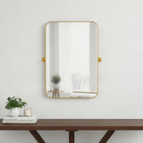 32" Gold Iron Tilting Framed Accent Mirror
