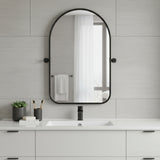 36" Black Metal Arch Framed Accent Mirror
