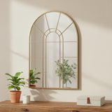41" Gold Arch Metal Window Pane Framed Accent Mirror