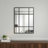39" Black Iron Window Pane Geometric Framed Accent Mirror