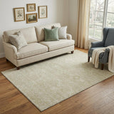 5' X 8' Beige And Ivory Floral Washable Area Rug With UV Protection