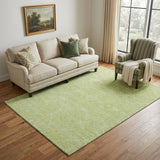 5' X 8' Mint Green And Ivory Floral Washable Area Rug With UV Protection