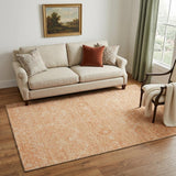 5' X 8' Salmon And Ivory Floral Washable Area Rug With UV Protection