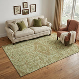 5' X 8' Sage And Salmon Floral Washable Area Rug With UV Protection