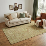 5' X 8' Terra Cotta And Artichoke Green Floral Washable Area Rug With UV Protection