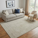 5' X 8' Beige And Ivory Geometric Washable Area Rug With UV Protection